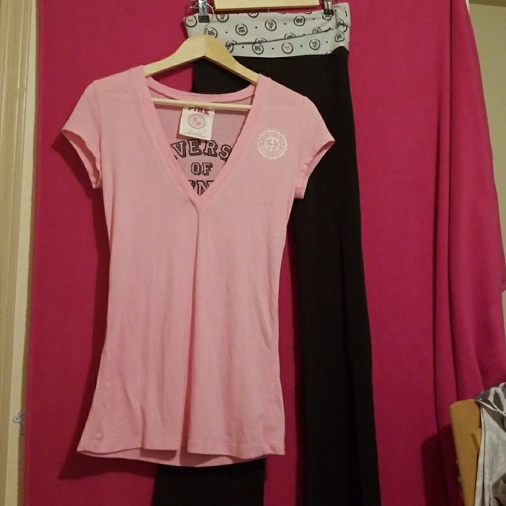 Pink yoga pants , shirt set